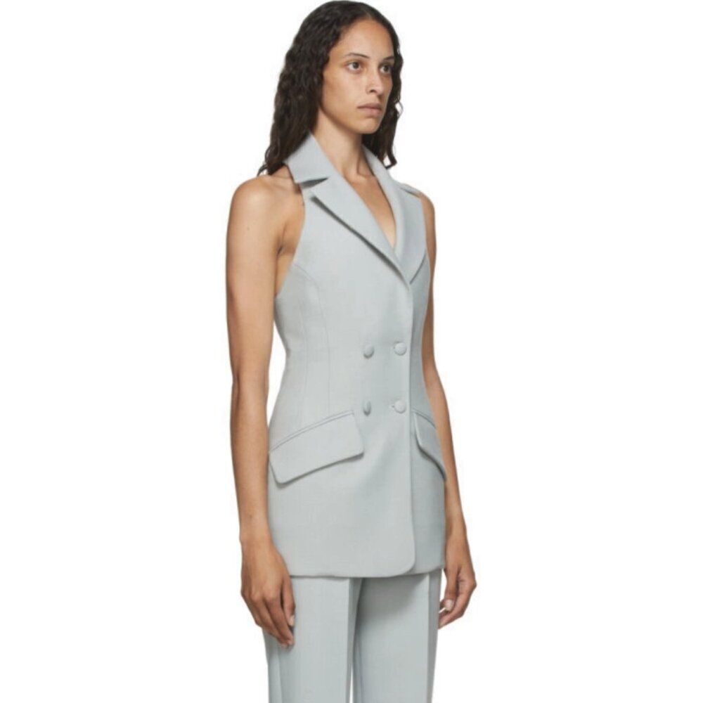 Materiel Tbilisi Wool Double-Breasted Halter Blazer Vest Women's US 2 -Stone NWT